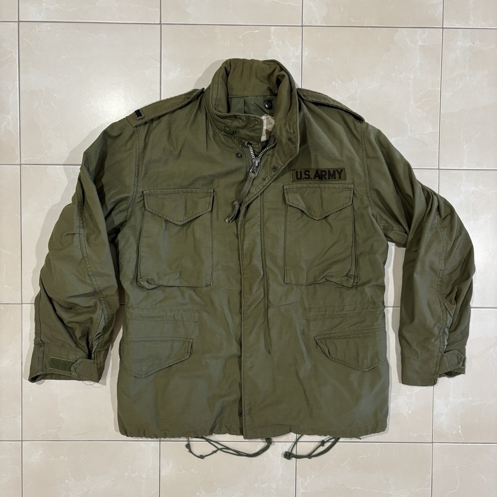 Vintage 70s US Army M-65 Field Jacket Vietnam Mens Medium Short OG107 Coat